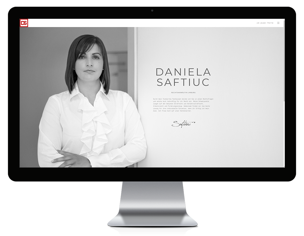 Homepage der Rechtsanwältin Daniela Saftiuc