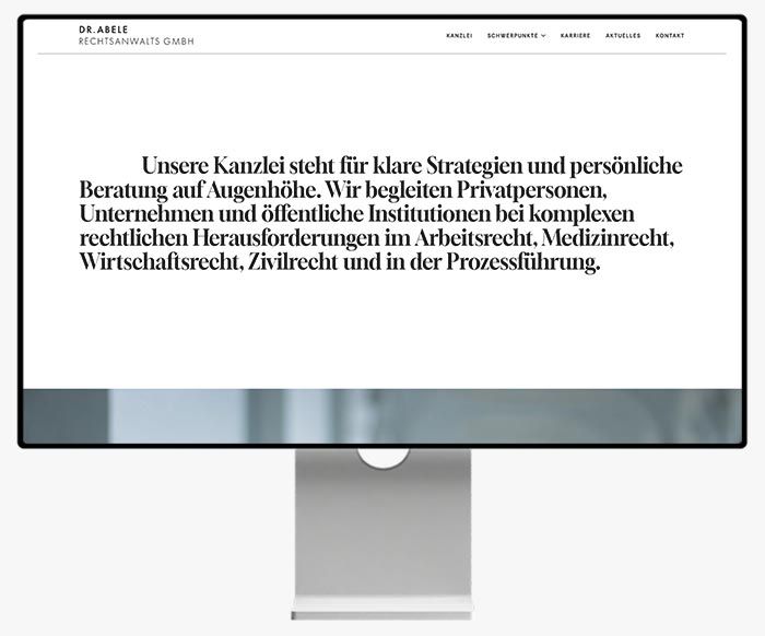 Webdesign für die Dr. Abele Rechtsanwaltsgesellschaft